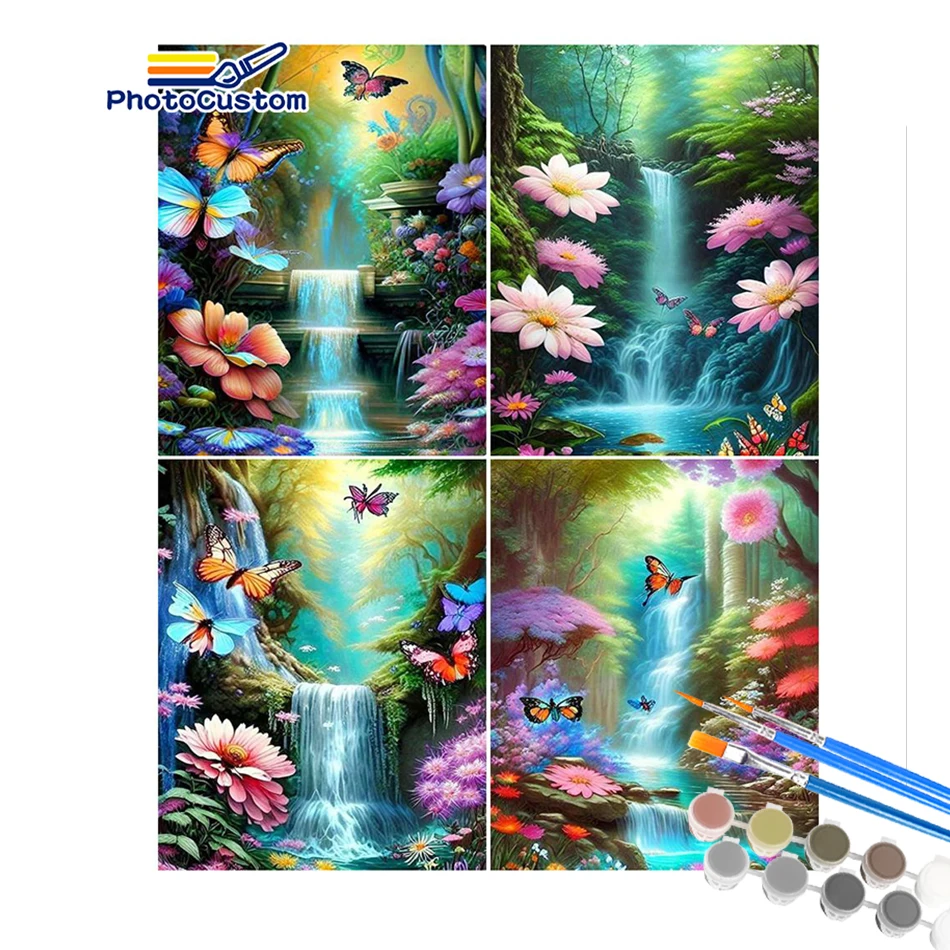 

PhotoCustom 60x75cm Diy Oil Painting By Numbers Beautiful Landscape Acrylic Painted Modern Wall Art Canvas For Adults Kit Home D