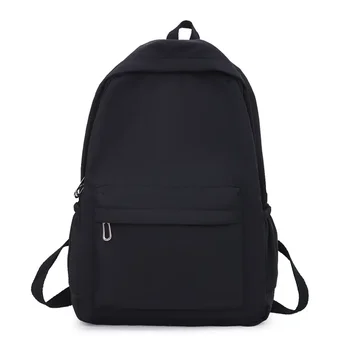 Women Schoolbag Waterproof Large Capacity School Backpack Simple Zipper Solid Color Girl Casual School Bag Student Backpack 1