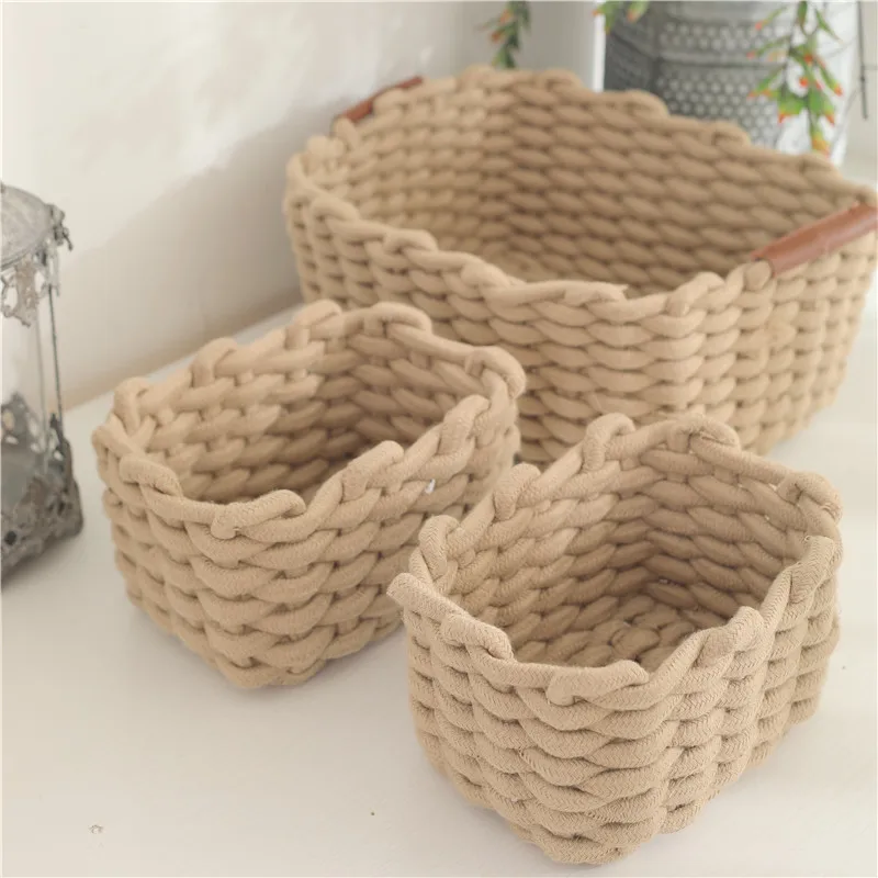 Unique Woven Storage Basket with Curved Needle Cotton Rope Baby Products  Organizer Basket with Dividers for Diapers and Bottles - AliExpress