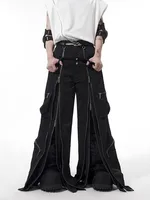 Mauroicardi printemps automne Cool noir Baggy jambe large Techwear pantalon pour hommes avec de nombreuses fermetures éclair vêtements de créateur de luxe Streetwear 3
