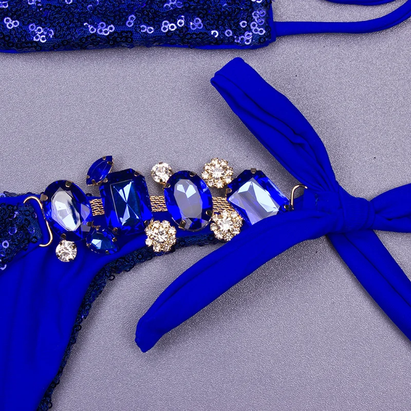 Rhinestone Bikini Swimsuit - Sexy Push-Up Swimwear for Women
