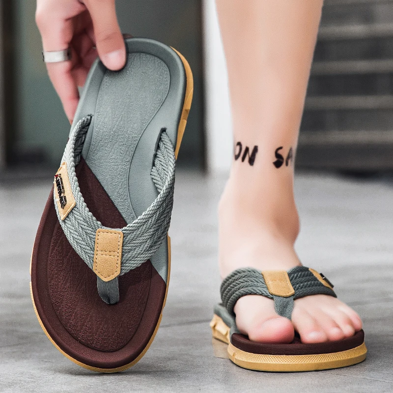 Minimalist Casual Men's Flip Flops, Color-Block Contrast Design, Non-Slip Wear-Resistant Outsole, Comfortable Breathable Outdoor - 5