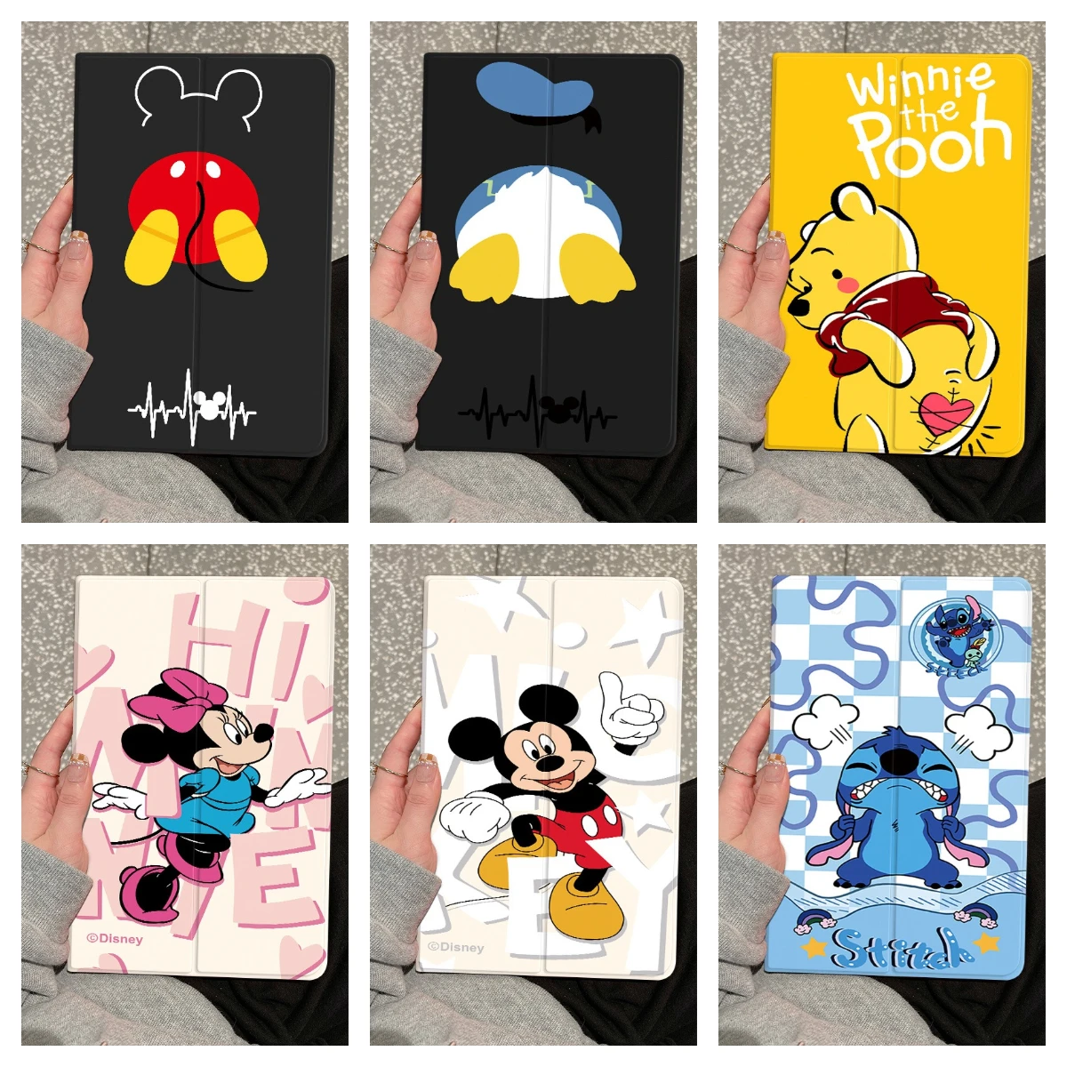

Disney Stitch Mickey Minnie Winnie Lotso Tablet Case for Ipad Air 1 2 3 Mini 4 5 Ipad Pro 2021 10.9 In Protective Cover
