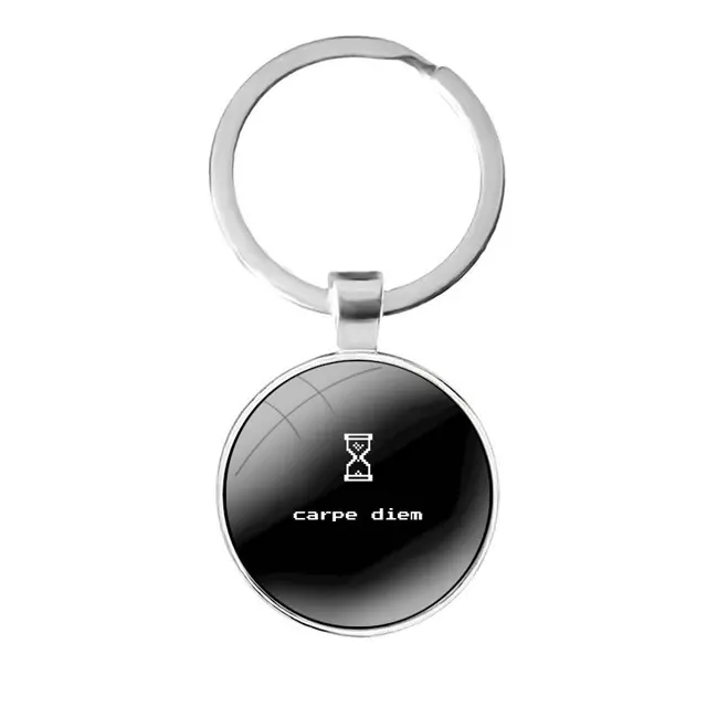 Discounted glass cabochon keychain with Carpe Diem gift design