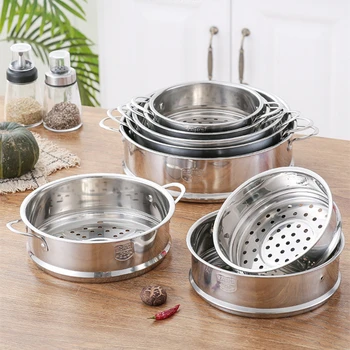 304 Stainless Steel Food Steamer for Dumplings with Double Ear  Steaming Grid Rice Cooker Pot Drain Basket Kitchen Cooking Tools