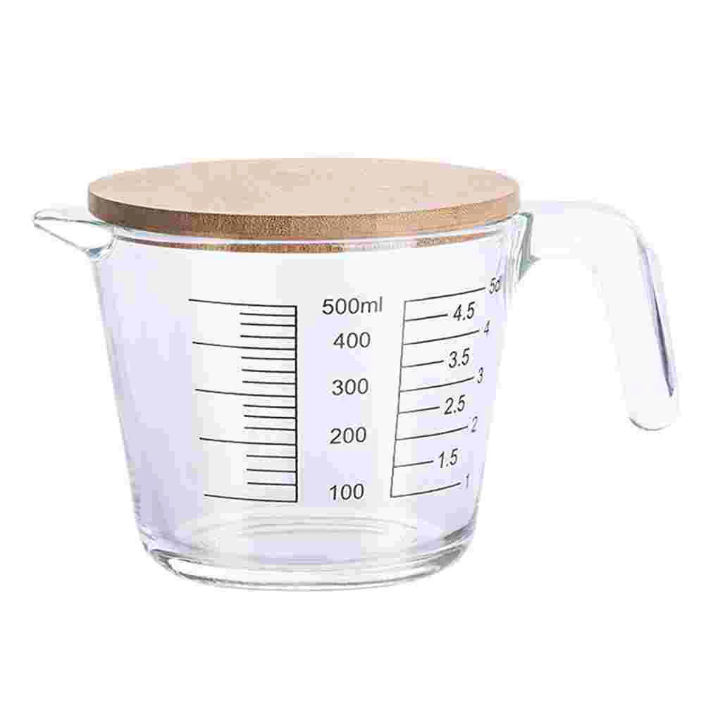 

with Scale Graduated Cup Glass Coffee Mugs Microwave Jugs Wooden Measuring Cups