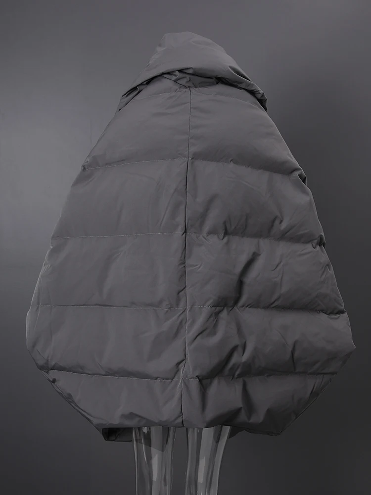 EAM Gray Big Size Keep Warm Down Jacket New Long Batwing Sleeve Warm Women Parkas Fashion Tide Autumn Winter 2026 CPG4506
