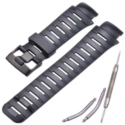 Durable Black Rubber Watch Strap for Military-Style Wristwear (Black rubber)