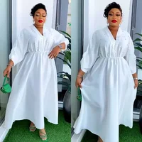 2025 New Beaded Satin African Dresses for Women Elegant Evening Party Dress Dubai Abaya Kaftan Wedding Gown Dashiki Ankara Robe