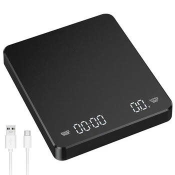 Mini bilancia da caffè ricaricabile con timer, bilancia digitale per alimenti Kithcen, 3 kg/0,1 g accurata per caffè espresso e versatore 1