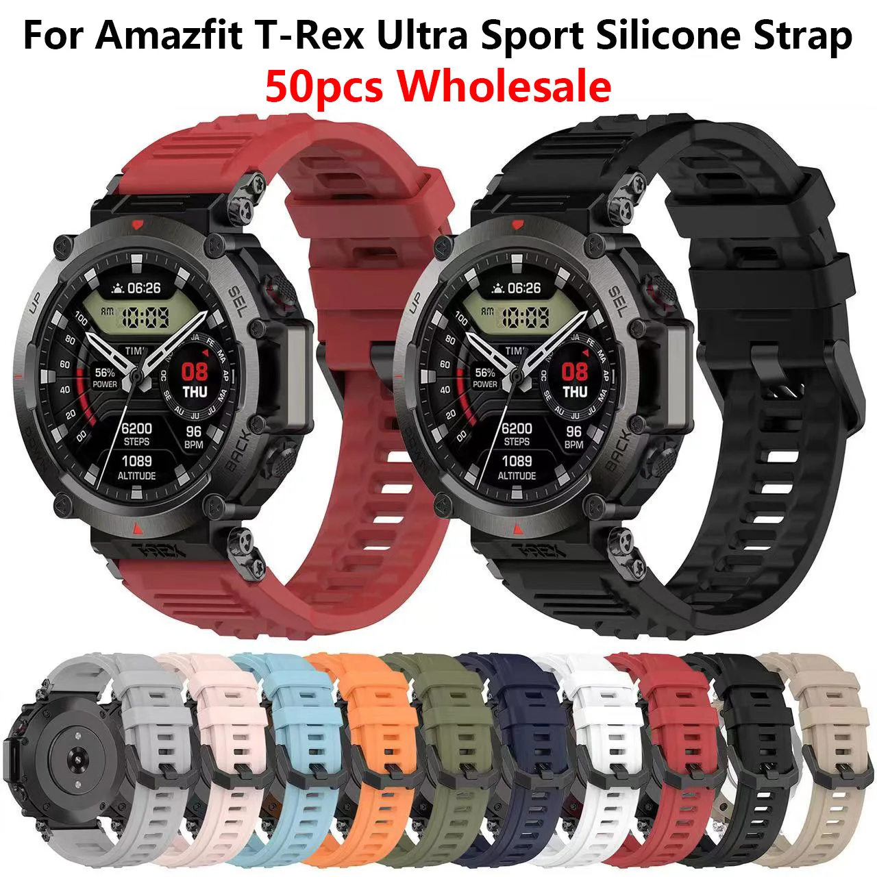 

Ремешок силиконовый для часов Xiaomi Amazfit T-Rex Ultra, сменный Браслет для Huami Amazfit TRex Ultra, 50 шт.