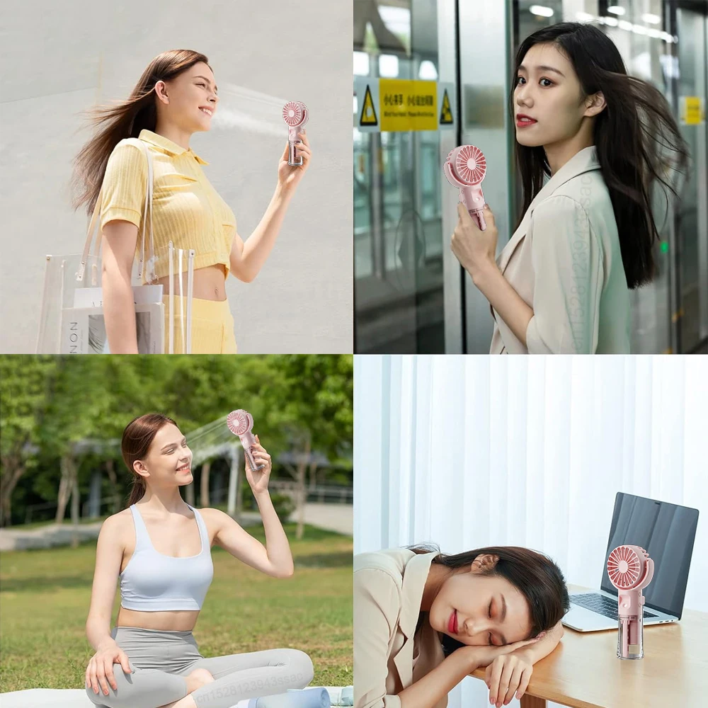 Portable Humidifier Fan USB Water Mist Fan Rechargeable Portable Handheld Fan with Humidifier Water Spray Small Pocket Hand Fan
