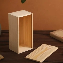 Rustic Pine Wood Sliding Cover Storage Box and Jewelry Organizer (14.5x7.5x4.5 CM)
