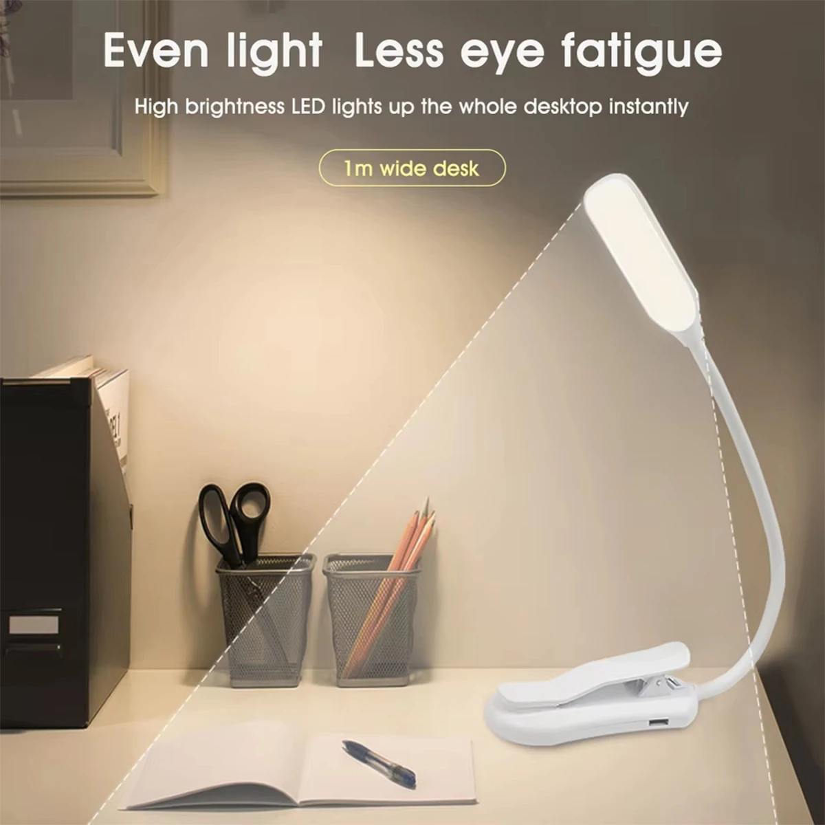 Usb Rechargeable Reading Light 3-level 7 Led Lamp Cold White Working Dimmable Dc-5v Energy/saving Bulbs Eye Protection Clip Book