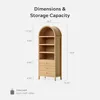 71" Tall Arched Cabinet, 4-Tier Arched Bookcase Storage Display Cabinet with 3 Drawers and Shelves, Modern Farmhouse Bookshelf 2