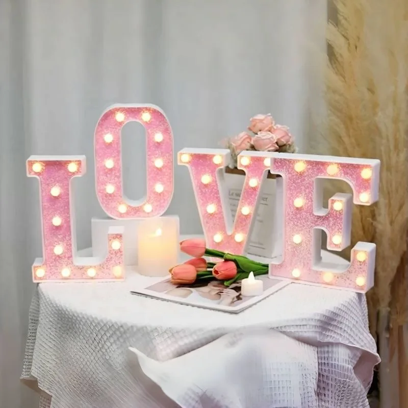 LED Letter Light LED Number Lamp 6.3-inch Decorative Alphabet Number Light Battery Powered Christmas Wedding