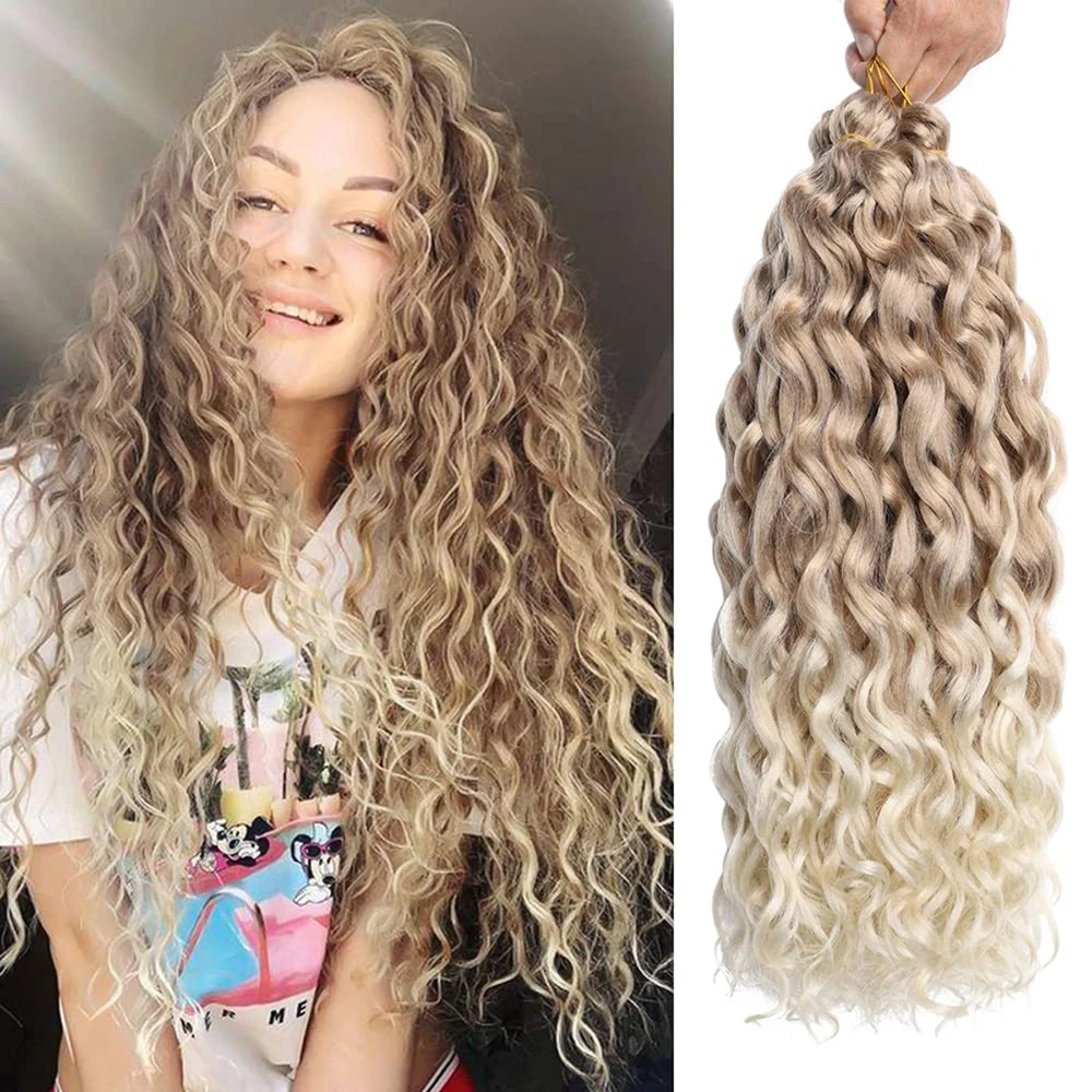 1 Pack of Deep Wave Twisted Crochet Hair Synthetic 18 Inch Ocean Crochet Hair Hawaiian Curly Woven For Women And Girl Daily Use