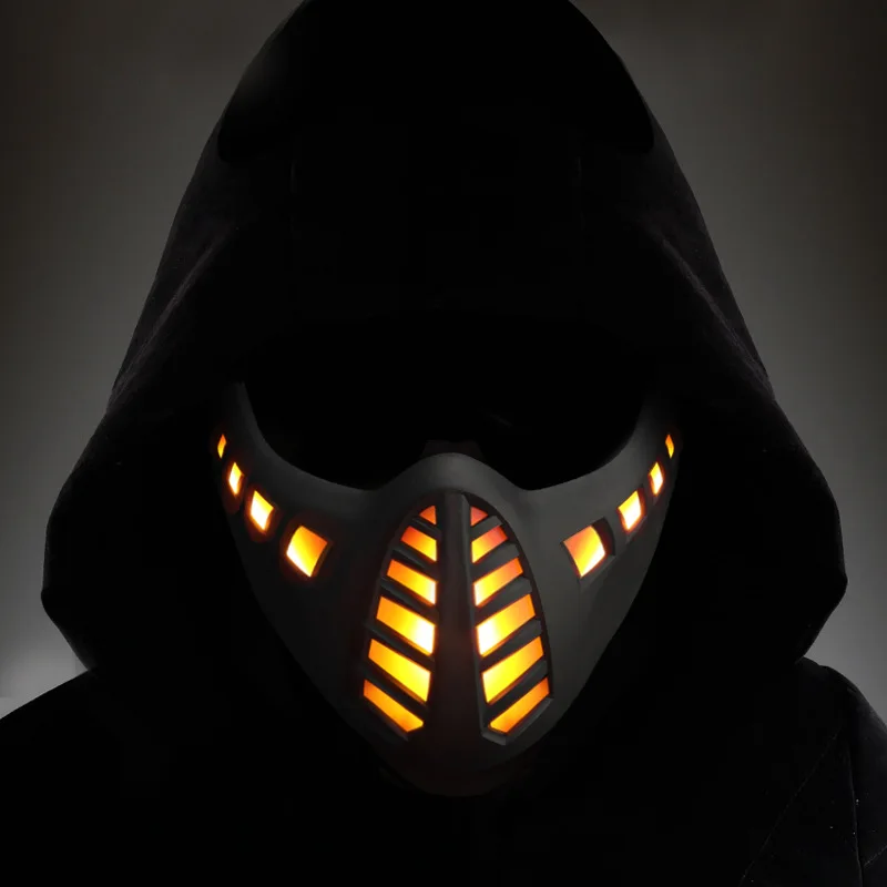

CS Tactical Cyberpunk LED Light Mask Hunting Airsoft Protective Breathable Half Face Mask Halloween Cosplay Mask