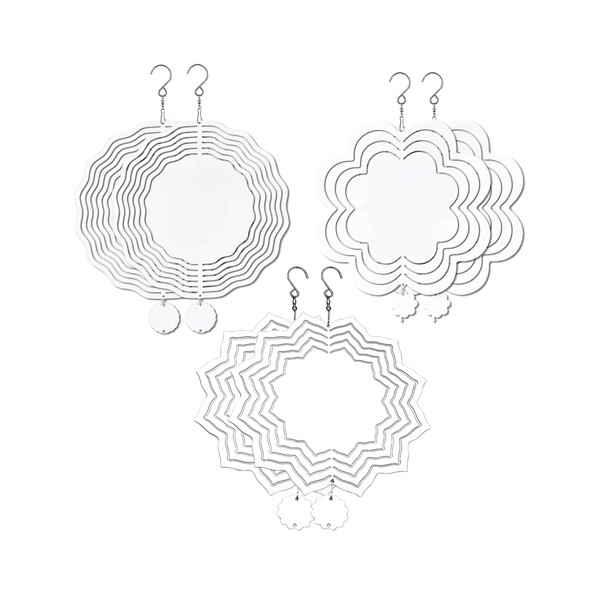 

6 Pack Sublimation Wind Spinner Blanks Wind Spinners with Wave Lotus Flower Shape,Double Sided Garden Hanging Decor