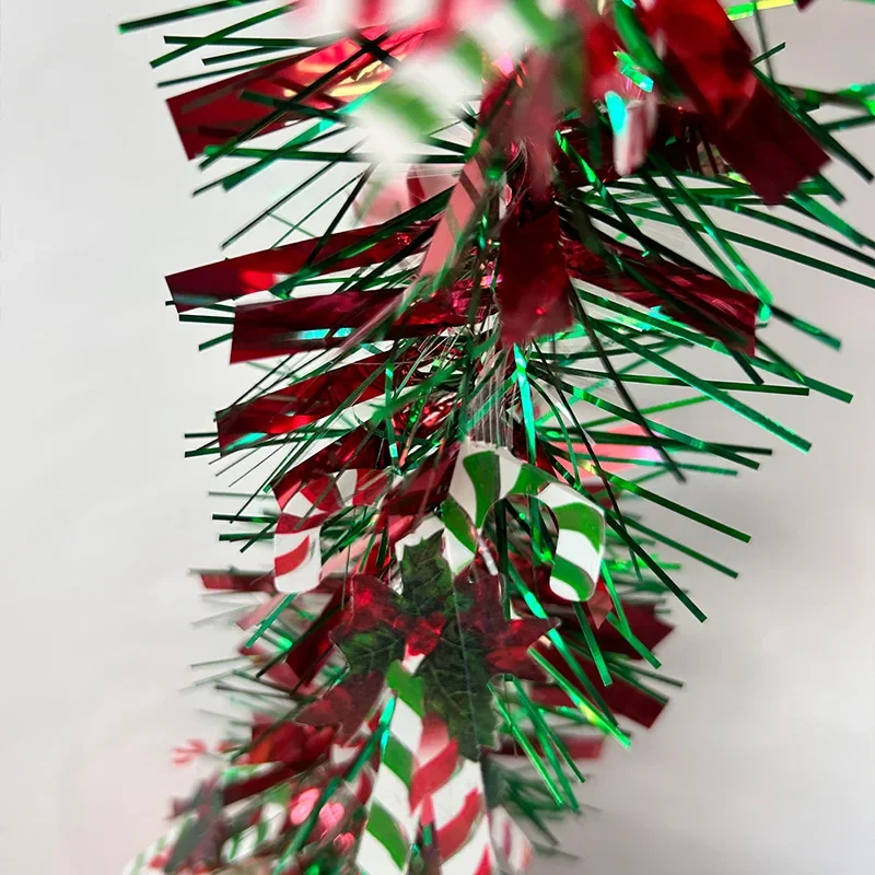 thumbnail image 1 of Guirnalda navideña de 2 m para decoración de fiestas, adornos para árbol de Navidad, cintas de caña verde, guirnalda colgante, suministros para fiestas navideñas, 1 of 5