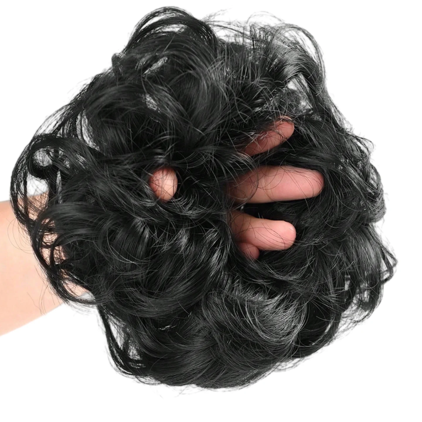 합성 헤어, 보이지 않는 볼륨감 있는 헤어, 약간 곱슬거리는 스타일, 스타일리시한 업두, 다용도 번, 30초만에 세련된 헤어스타일 연출, 모든 일상 상황에 적합