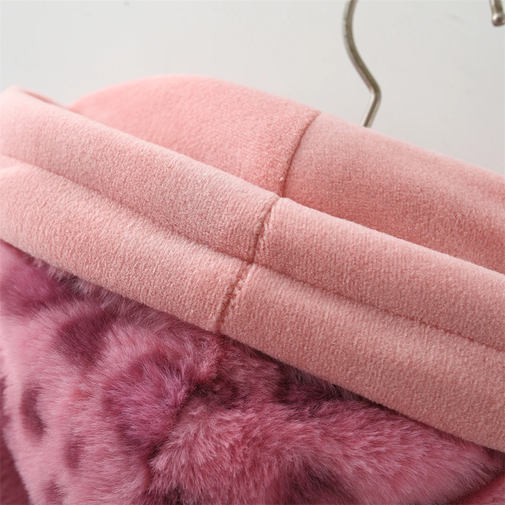Winter Baby Girl Coat Leopard Print Hooded Single Breasted Jacket Fashionable Warm Cotton Thick Fur Fashionable Top