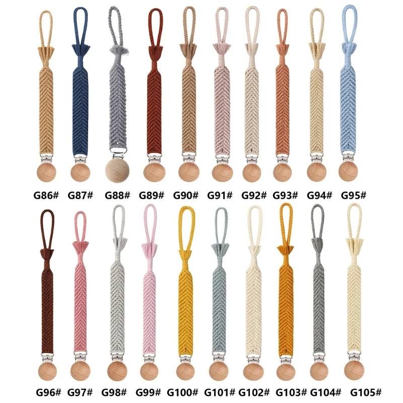 

1PC Baby Pacifier Chain Cotton Crochet Beads Wooden Clips Wood Teether Tiny Rod Clips 40JC