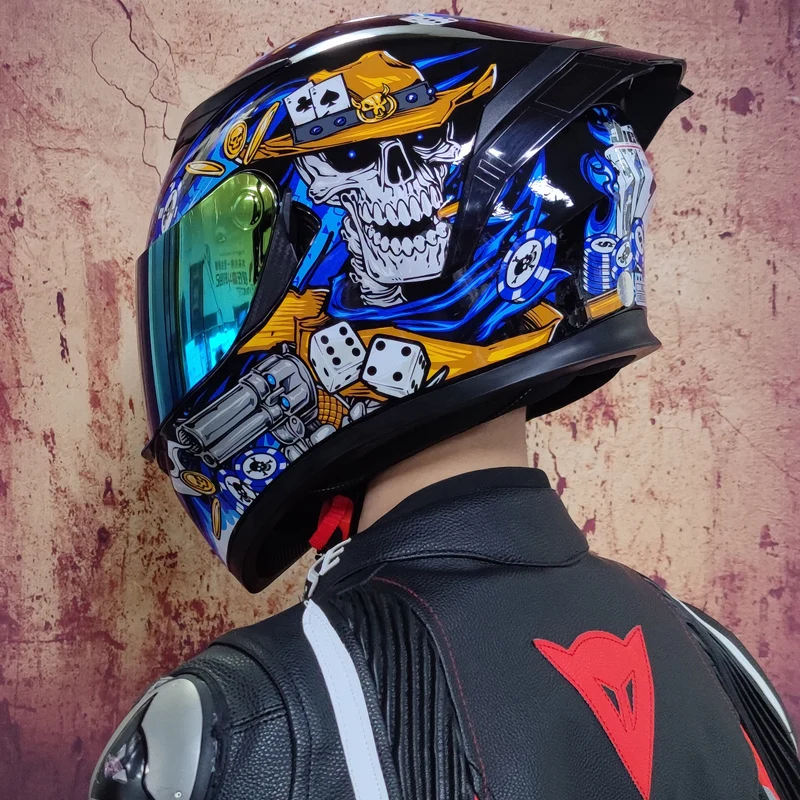 thumbnail image 1 of Casco de carreras de cara completa, serie aprobada por DOT, casco Capacete Casco, casco de motocicleta, casco de motocross con esquinas con personalidad, 1 of 5