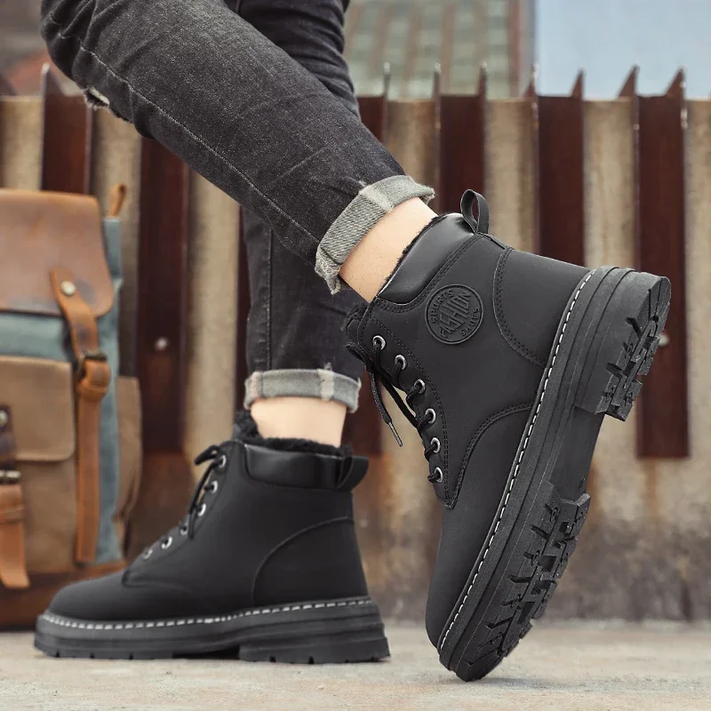

Мужские ботинки, уличные походные ботинки, Зимняя модель, Нескользящие мужские ботильоны для пустыни на платформе, на шнуровке, спортивная обувь, мужская Вулканизированная обувь