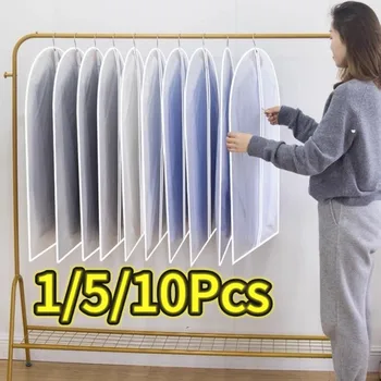 1-10PC Clothes Hanging Dust Cover Wedding Dress Cover Suit Coat Storage Bag Transparent Fully Enclosed Clothes Cover with Zipper