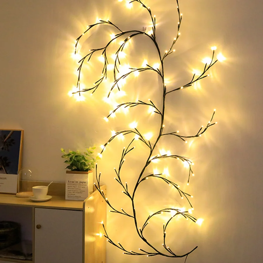 

2.3M LED Willow Vine Light Indoor Bedroom Plug In Twig Branch Light Outdoor Rattan Fairy Light For Wedding Wall Christmas Party