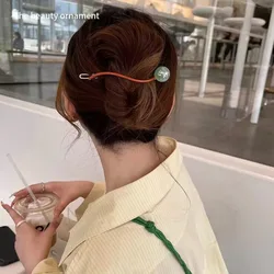 Korean Candy Color Lollipop Hairpin for Women Elegant Pearl Frog Buckle Metal Hair Clip Simple Headwear Hair Accessories
