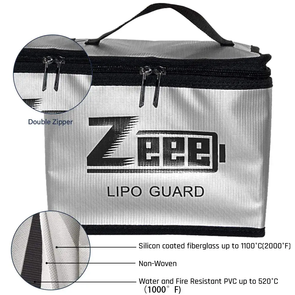 Zeee Lipo Battery Safe Bag 215*145*165mm Fireproof Explosionproof