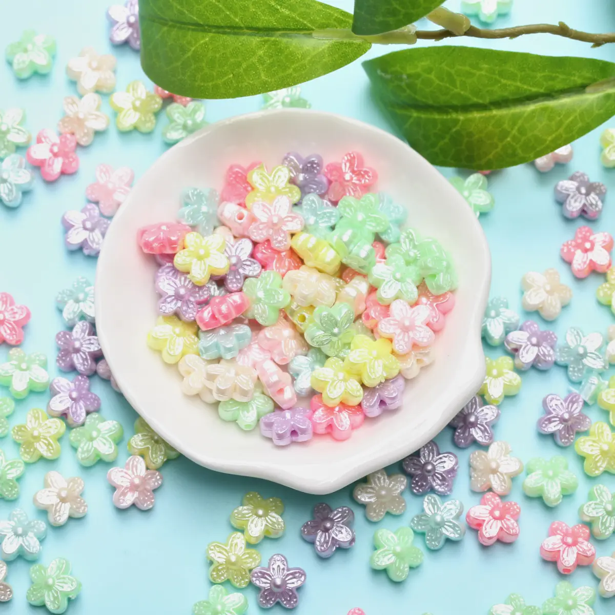 

About 150/200pcs Macaron Color Love Flowers Butterfly Beads DIY Bracelet Necklace Keychain Fashion Accessories Wholesale