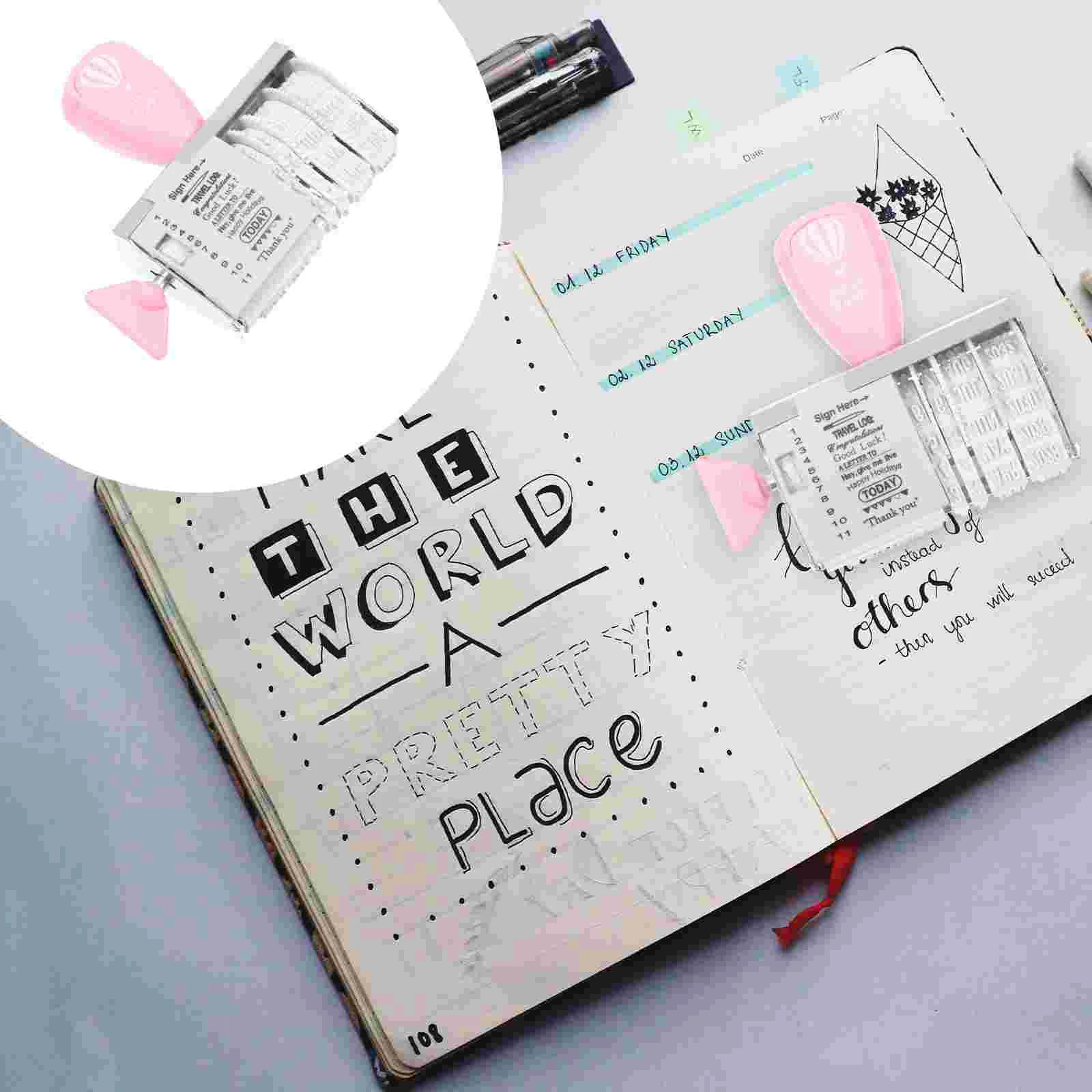 Seal Postage Stamps DIY Planner Knob Useful Date Plastic Rollers Scrapbook Supplies School Stationery 10pcs set kawaii masking tape with memo pads cartoon stationery stickers bunny bear school supplies diy scrapbook planner decor