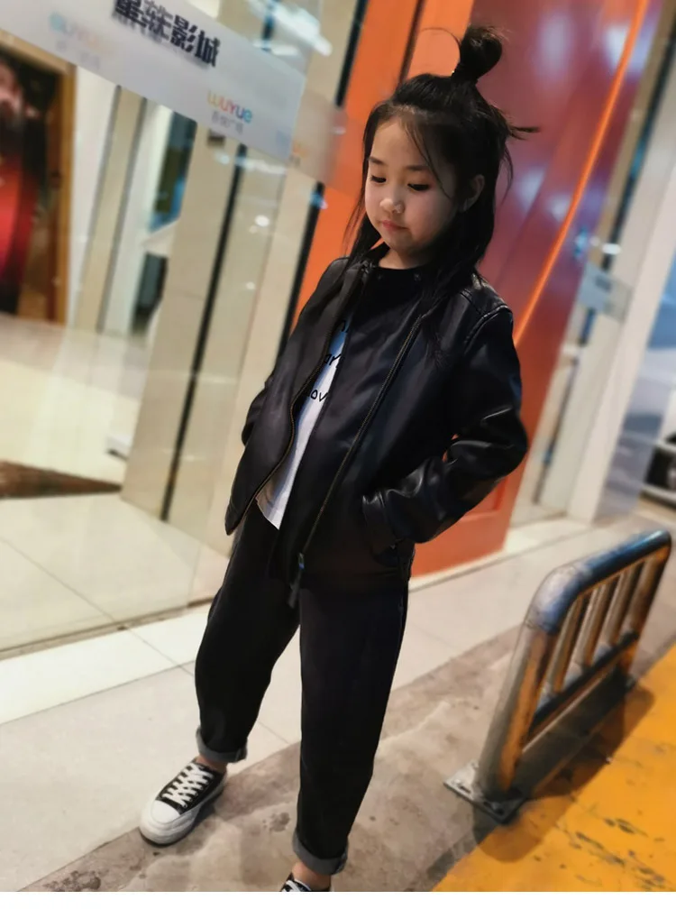 2024 Frühling Herbst Mädchen Pu Leder Motorrad jacke 1-10 Jahre Kinder kleines Mädchen Oberbekleidung Mantel Kleinkind Baby Mädchen Laufsteg Outfit – Detail 13
