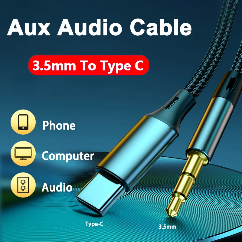 Aux Audio Cable Type C to 3.5mm Headset Speaker Headphone Jack Adapter Car Aux for Samsung S20