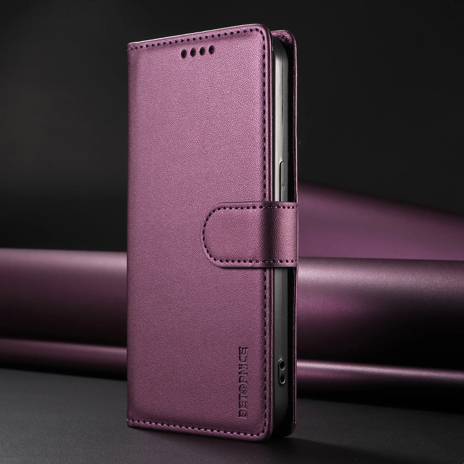 Elegant Business Leather Flip Wallet Phone Cover with Card Holder