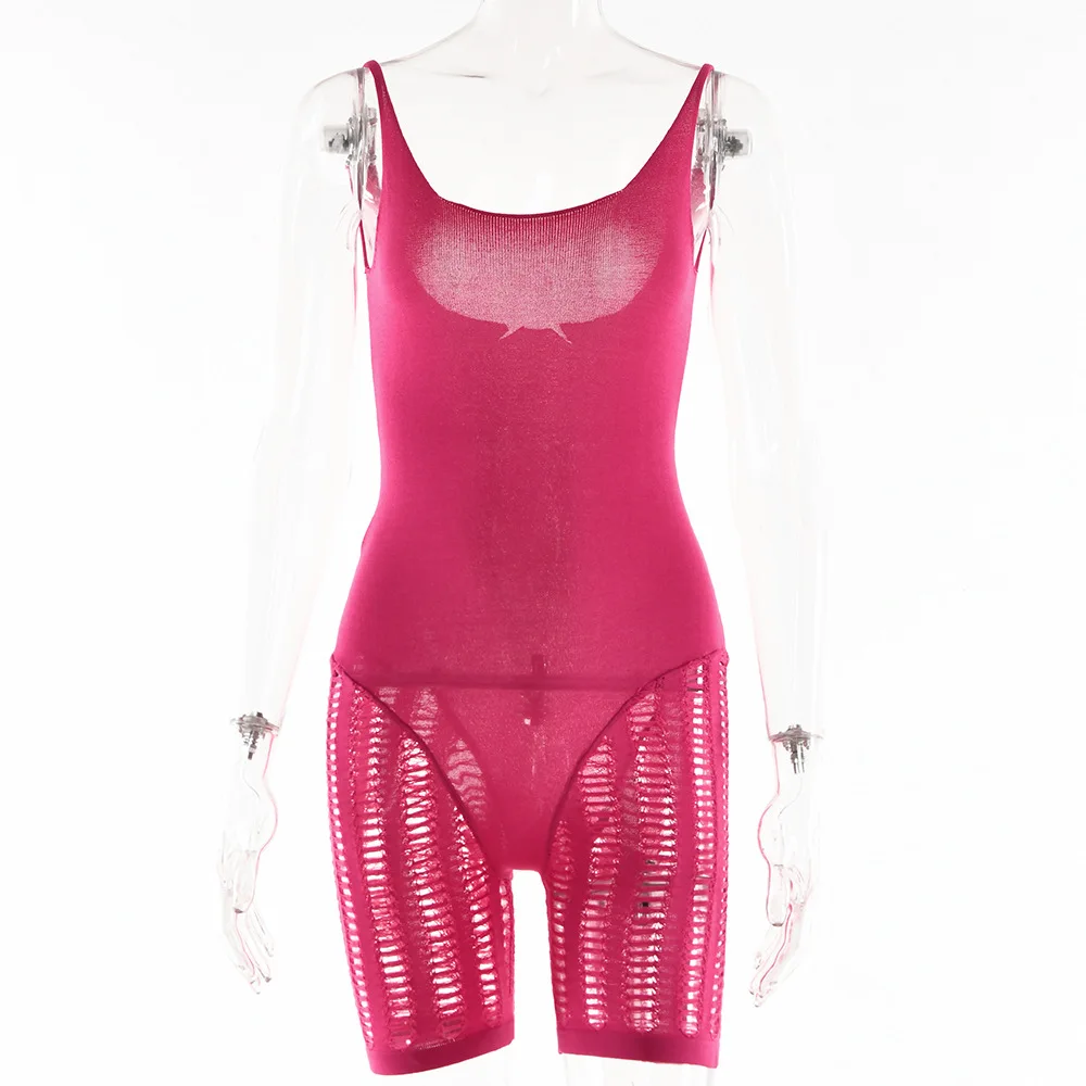 Sexy Suspender Jumpsuits Spice Girl Hollowed Out Perspective Rompers Fashion Party Streetwear Women Clothing Spice Up