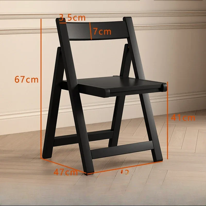 Solid Wood Folding Chair Household Stool Small Apartment Dining Chair Mahjong Office Computer Portable Folding Back