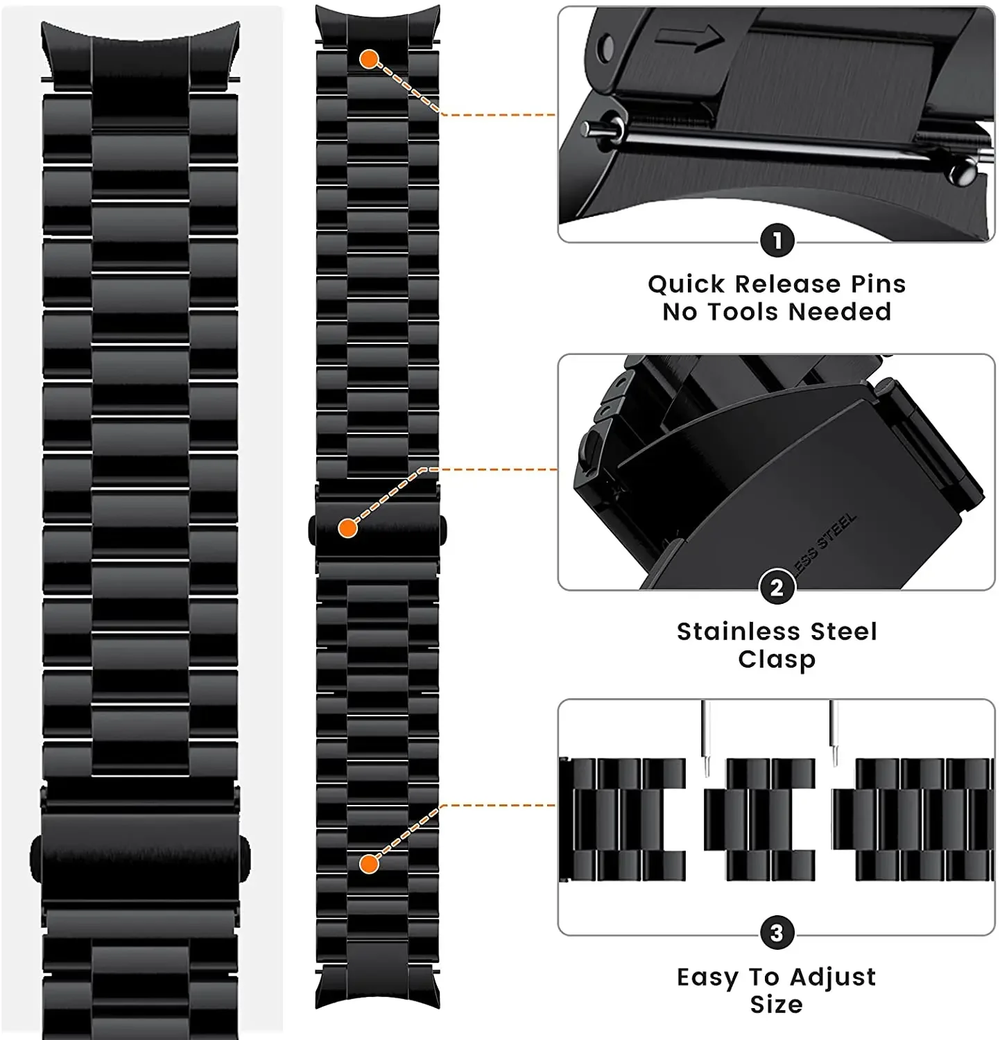 Exclusive Metal No Gap Stainless Steel Watch Strap Bracelet