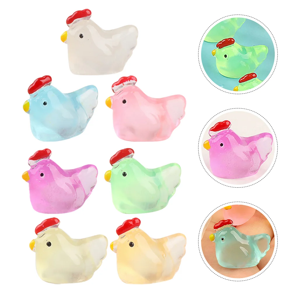 Easter Mini Resin Chicken 56Pcs Luminous Miniature Chickens Figurines Glow The Dark Tiny Chicken Hen Micro Fairy Garden