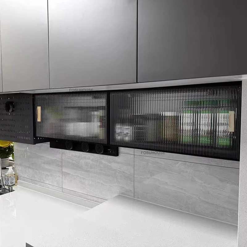 Aluminum Alloy Storage Cabinet Luxury Glass Wall Mounted Kitchen Cabinets Designer Kitchen Furniture Home Bedroom Display Locker