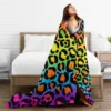 Ultra Soft Flannel Fleece Throw Blanket Neon Rainbow Leopard All Season Warm and Cozy Quilt Blanket for Bed Sofa Couch 6