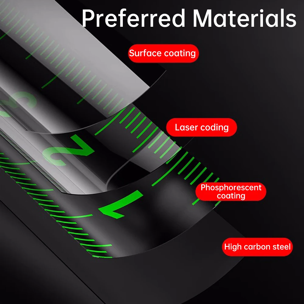 Metro a nastro in acciaio fluorescente 5m/7.5m/10m righello per lavorazione del legno righello in acciaio addensato in acciaio ad alto tenore di carbonio nastro autobloccante