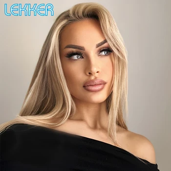 Lekker Liquidazione Lungo Biondo Dritto 13x1 T Anteriore Del Merletto Parrucche Dei Capelli Umani Al 100% Per Le Donne Brasiliano Dei Capelli di Remy Glueless Parrucche Quotidiane