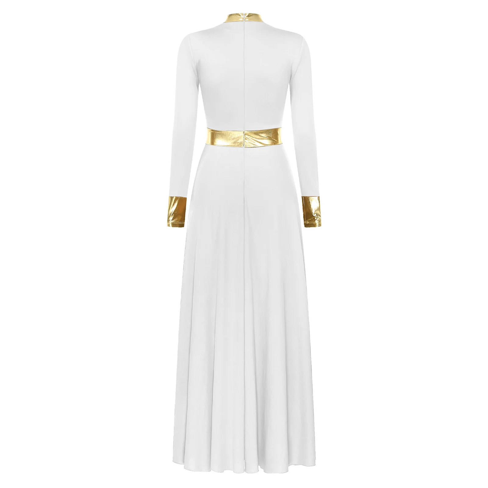 Women's Metallic Praise Dance Dress - Liturgical Worship Costume With Lyrical Overlay Tunic