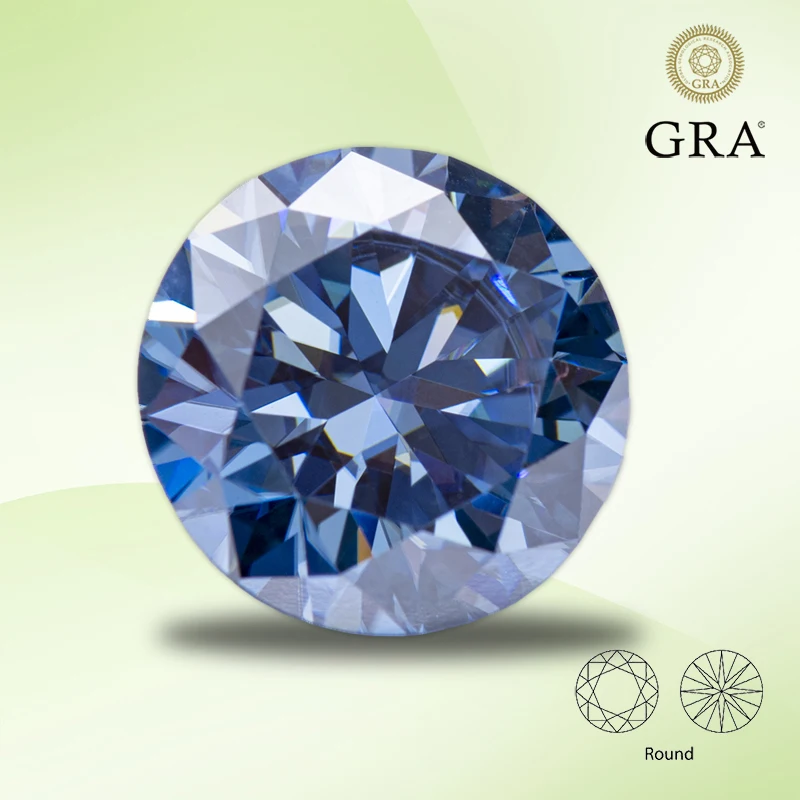 

Moissanite Diamond Round Cut Primary Color Royal Blue Lab Grow Gemstone for Advanced Jewelry Making Materials with GRA Report