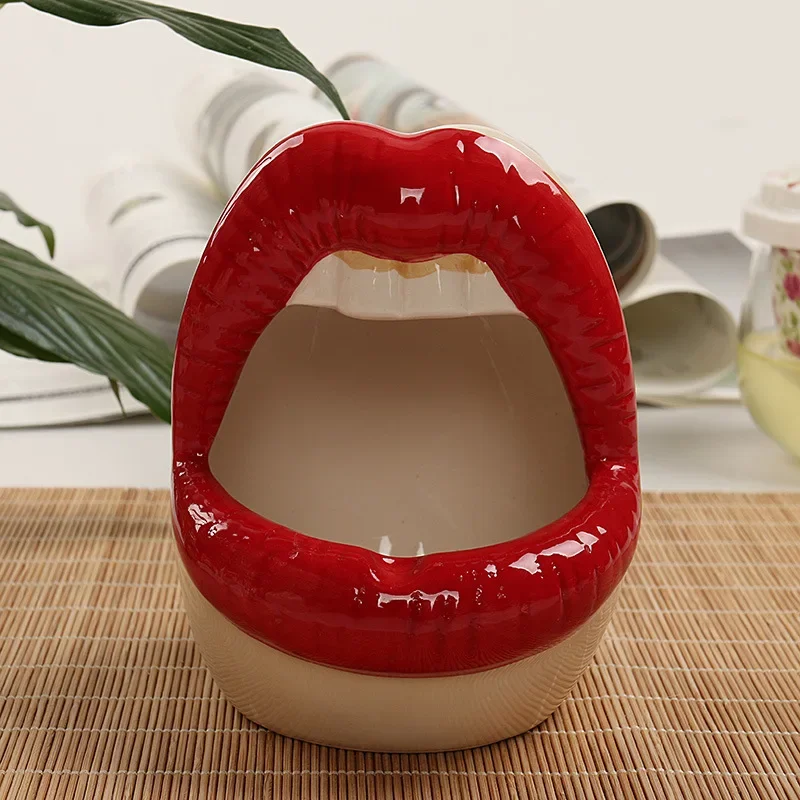 Cute Cartoon Cigar Ashtray Lips Ceramic Ashtray Creative Flower Pot Trendy Mouth Fashion Home Mini Send Boyfriend Gift ceramic ashtray