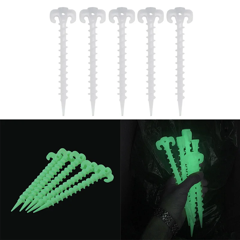 

Awning Nails Anchor Screw Luminous High Quality Durable Convenient Screw Pegs Outdoor Camping Hiking Fishing 5PCST Spiral Nails